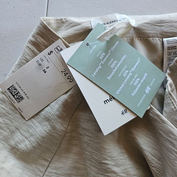 White linen blend mini skirt size 2 NWT XS - Picture 4 of 9